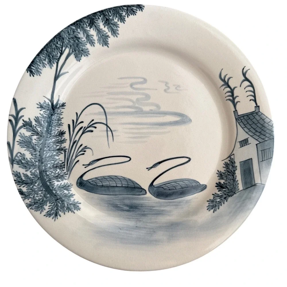 Blue & White Swan Cottage Decorative Wall Plate 12